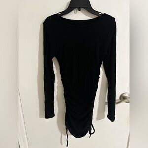 Black Long Sleeve Ruched Dress
